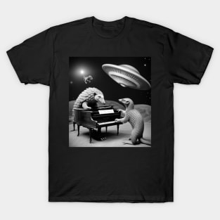 Pangolin playing piano in space T-Shirt